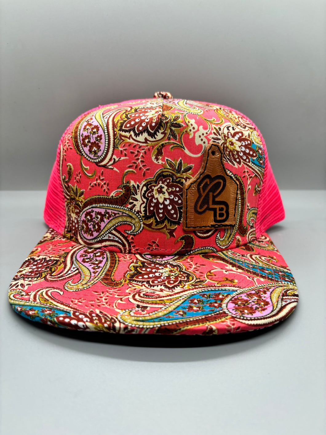 Pink Paisley Cow Tag hat