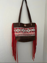 Load image into Gallery viewer, Red Fringe Aztec Purse
